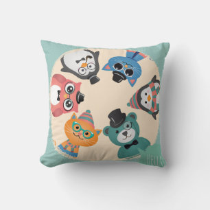 Hello! Animal Friends Circle Pillow