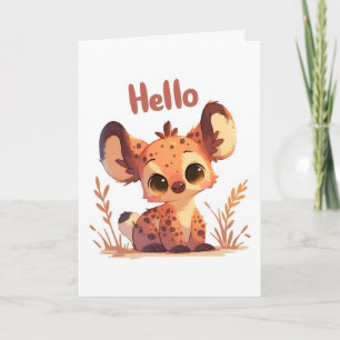 Hello Anime Cute Animal Holiday Card