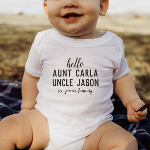 Hello Aunt and Uncle Surprise Pregnancy Gift Baby Bodysuit