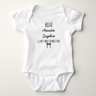 Hello Auntie Custom Name Coquette Bow Baby Bodysuit