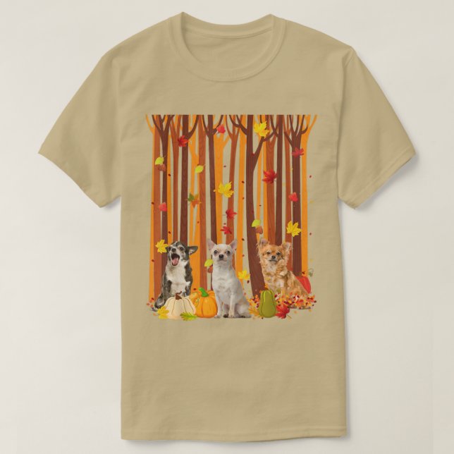 Hello Autumn Chihuahua Maple Leaf Fall Pumpkin Men T-Shirt (Design Front)