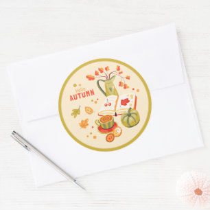 Hello Autumn  Classic Round Sticker