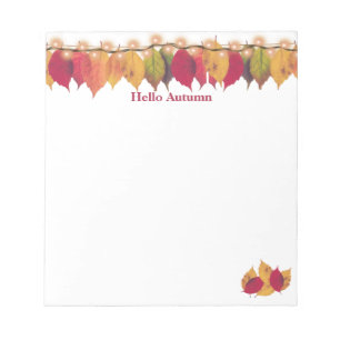 Hello Autumn Colourful Leaves Firefly Lights Notepad