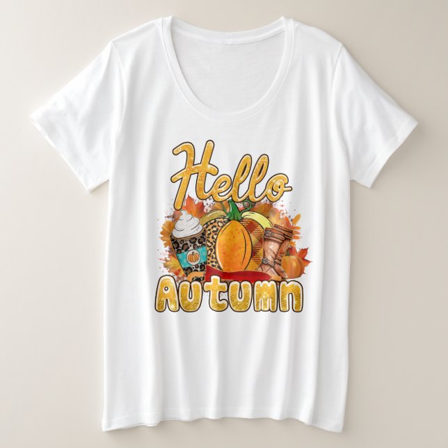 Hello Autumn Customise Plus Size T-Shirt (Design Front)