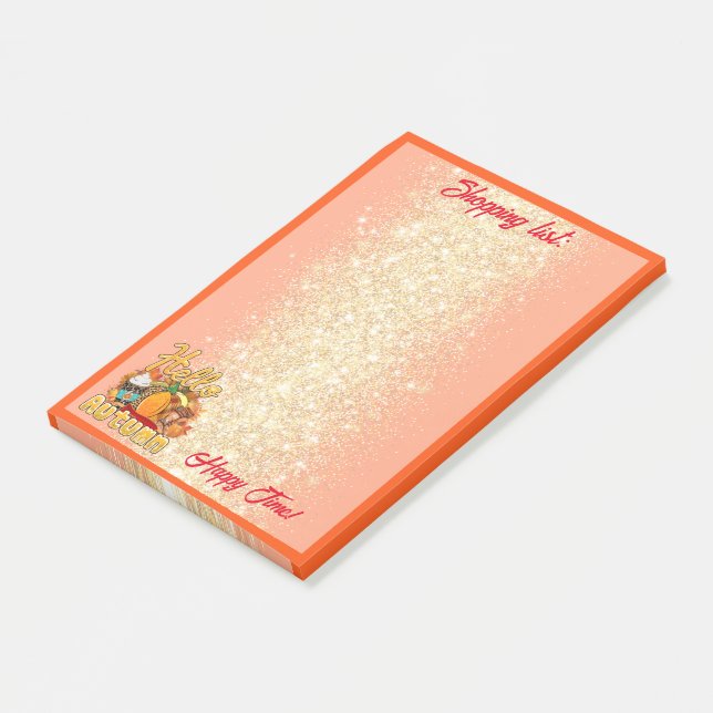 Hello Autumn Customise Text and Colour Post-it Notes (Angled)