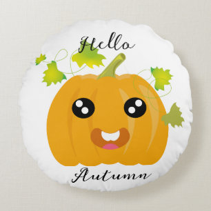 Hello Autumn - Cute Pumpkin Round Cushion