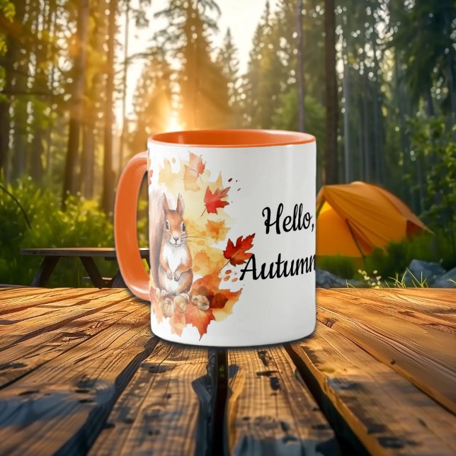 Hello Autumn Cute Squirrel and Baby Fox Mug (Creator Uploaded)