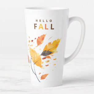 Hello Autumn Fall In Love Watercolor Latte Mug