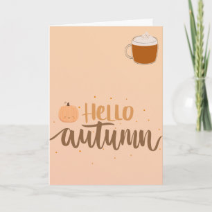 Hello Autumn Fall Pumpkin Greeting Card