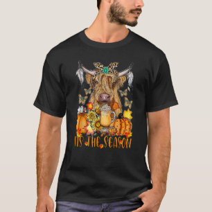 Hello Autumn Fall Tis The Season Highland Cow Pump T-Shirt