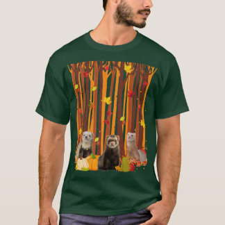 Hello Autumn Ferret Maple Leaf Fall Pumpkin Mens W T-Shirt