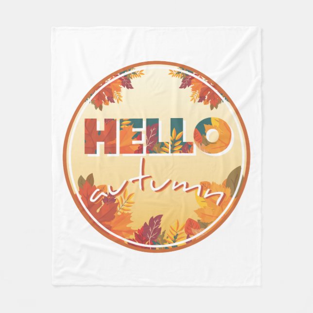 Hello Autumn Fleece Blanket (Front)
