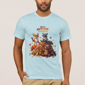 Hello Autumn Friends Cute Woodland Animals T-Shirt
