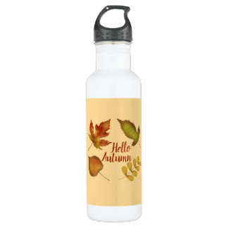 Hello Autumn golden leaves customise 710 Ml Water Bottle