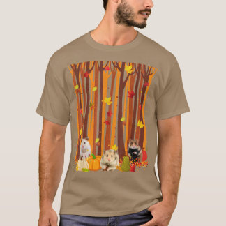 Hello Autumn Hamster Maple Leaf Fall Pumpkin Mens  T-Shirt
