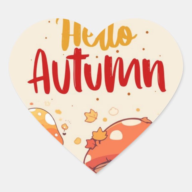 Hello Autumn  Heart Sticker (Front)