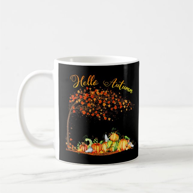 Hello Autumn Hello Fall Pumpkin Fall Lover Thanksg Coffee Mug (Left)