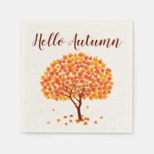 Hello Autumn Maple Tree Napkin