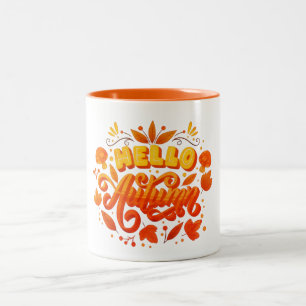 Hello Autumn Mug Cosy Two-Tone Coffee Cup