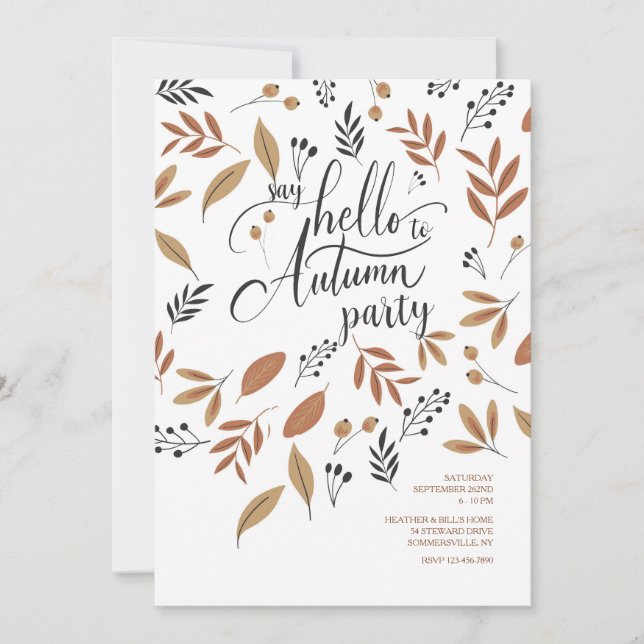 Hello Autumn Party Invitation (Front)