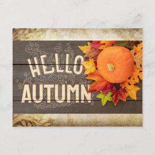 Hello autumn postcard