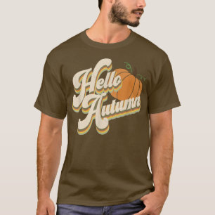 Hello Autumn Pumpkin Fall Cute Fun Retro  T-Shirt