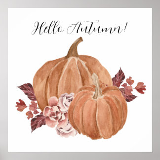 Hello Autumn Pumpkin Poster