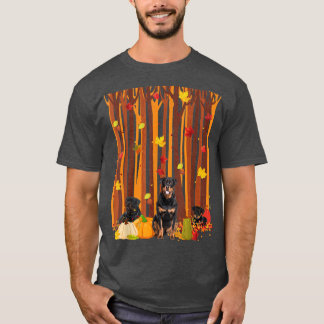 Hello Autumn Rottweiler Maple Leaf Fall Pumpkin Me T-Shirt