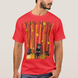 Hello Autumn Rottweiler Maple Leaf Fall Pumpkin Me T-Shirt