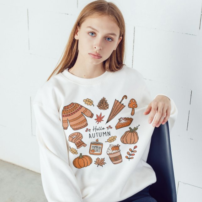 Hello Autumn Shirt, Fall Vibes, Retro Doodle Sweatshirt (Creator Uploaded)
