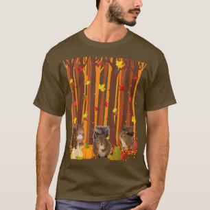 Hello Autumn Squirrel Maple Leaf Fall Pumpkin Mens T-Shirt