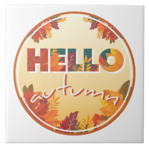 Hello Autumn, sticker, phone case, pillow Tile