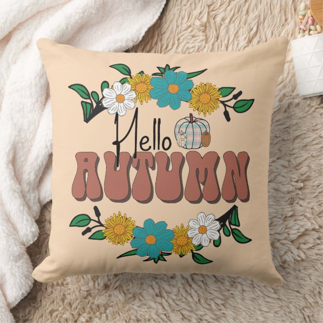 Hello Autumn Throw Pillow (Blanket)