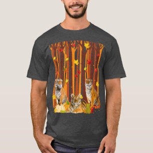 Hello Autumn Tiger Maple Leaf Fall Pumpkin Mens Wo T-Shirt