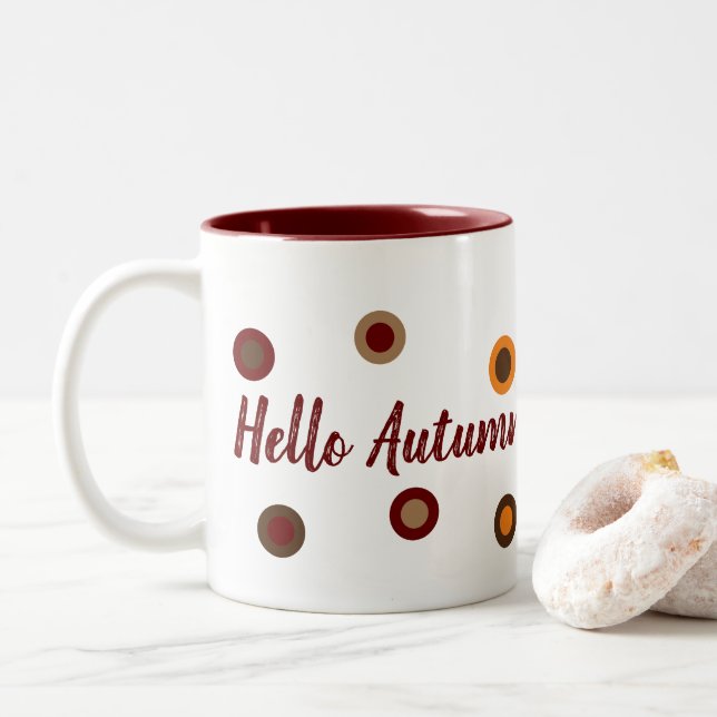 Hello Autumn Two-Tone Coffee Mug (With Donut)