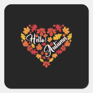 hello autumn typography shirt square sticker