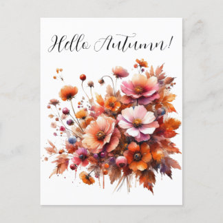 Hello Autumn Wild Flowers Postcard