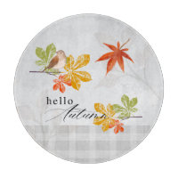 Hello Autumn with Bird and Fall Leaves