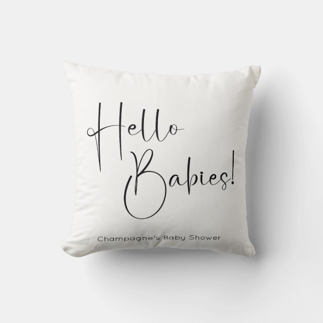 Hello Babies Modern Script Baby Shower Cushion (Front)