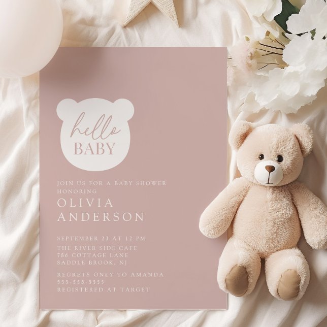 Hello Baby Bear Baby Shower Invitation (Creator Uploaded)