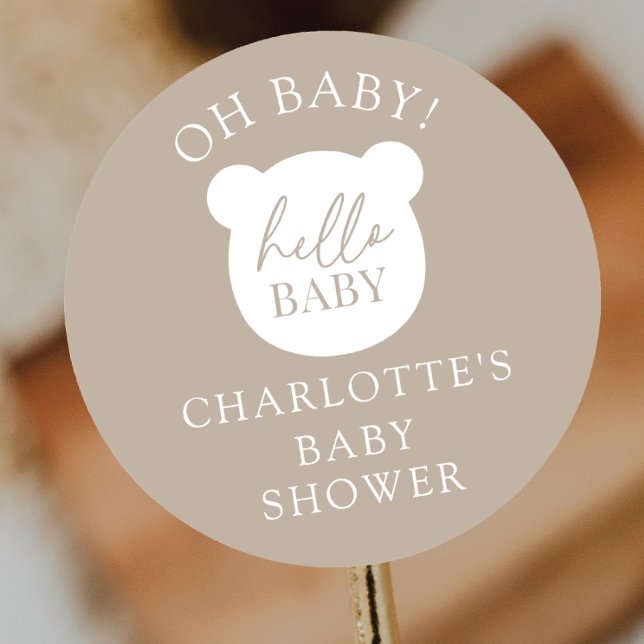 Hello Baby Bear It's a Boy Classic Round Sticker (Creator Uploaded)