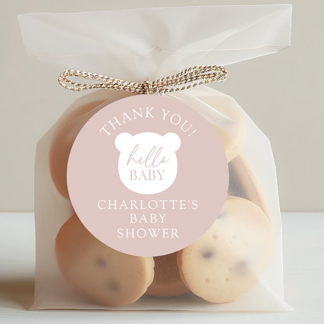 Hello Baby Bear Thank You Classic Round Sticker (Creator Uploaded)