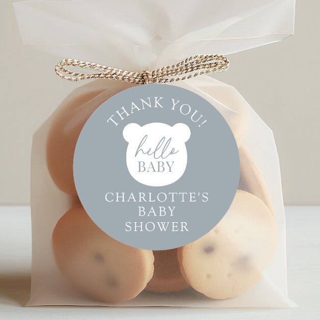 Hello Baby Bear Thank You Classic Round Sticker (Creator Uploaded)