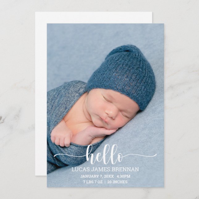Hello Baby Birth Announcement Photo Card (Front/Back)
