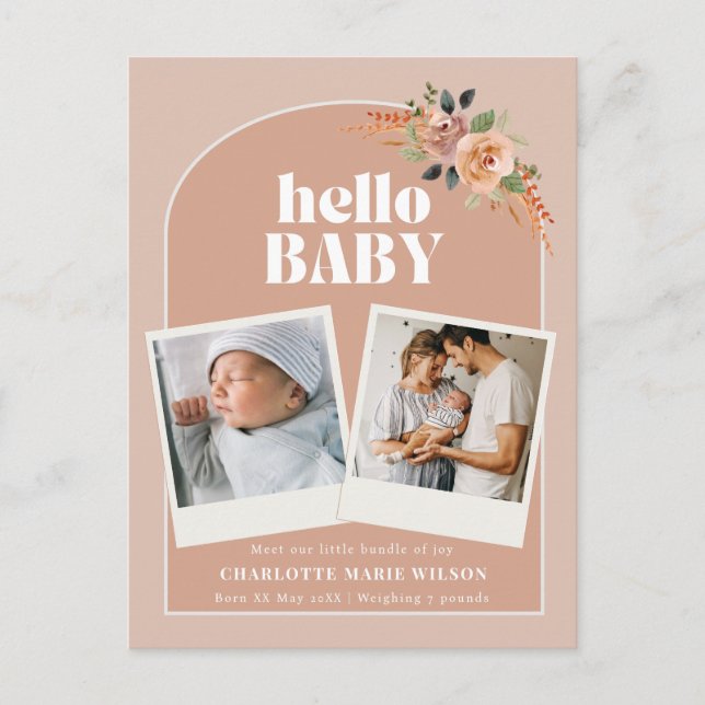 Hello Baby Birth Announcement  Postcard (Front)