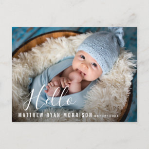 Hello baby birth announcement postcard
