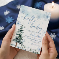 Hello Baby Blue Winter Wonderland Shower