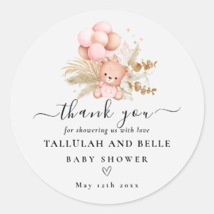 Hello Baby Boho Bear Shower Classic Round Sticker