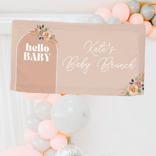 Hello Baby, Boho Modern Baby Shower Banner