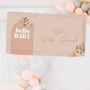 Hello Baby, Boho Modern Baby Shower Banner